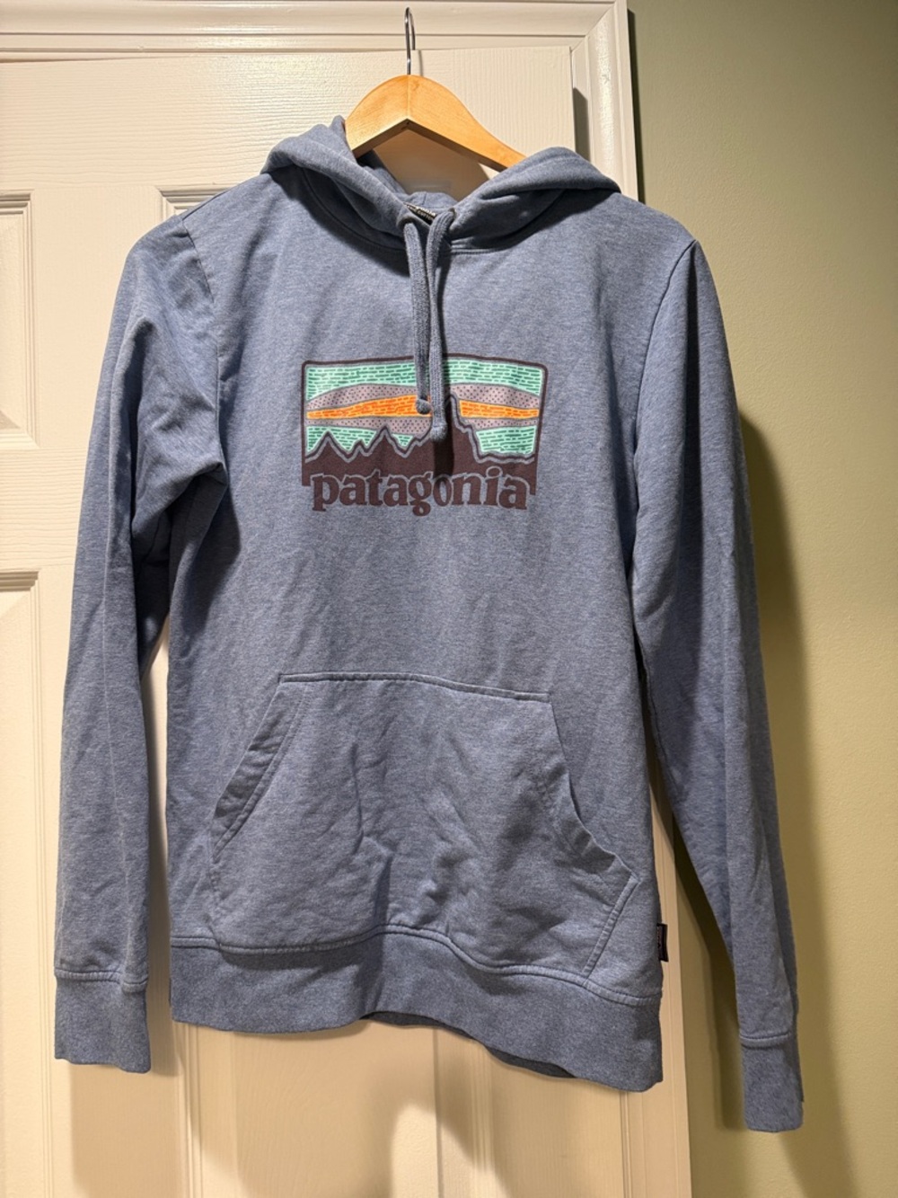 Patagonia Blue Graphic Logo Hoodie Sweatshirt